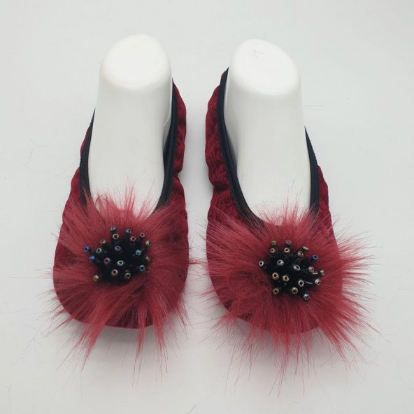 Taşlı Ev Babeti Ve Patik Bordo Renk - 3