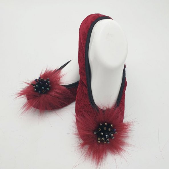 Taşlı Ev Babeti Ve Patik Bordo Renk - 4