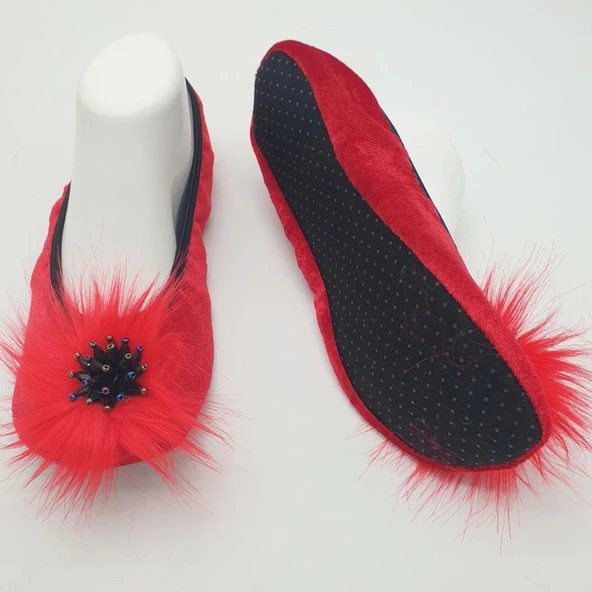 Taşlı Ev Babeti Ve Patik Kırmızı Renk - 4