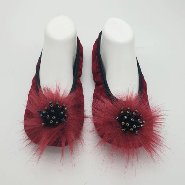 Taşlı Ev Babeti Ve Patik Bordo Renk - 7