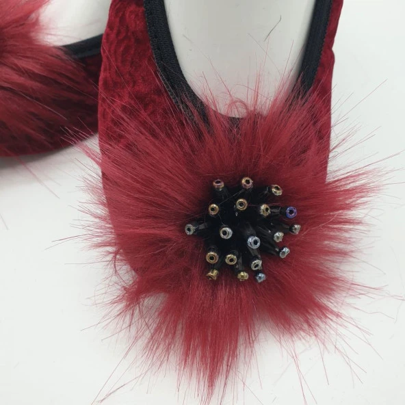 Taşlı Ev Babeti Ve Patik Bordo Renk - 11