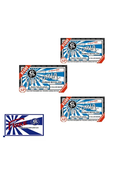 Viktoria Kumaş Boyası Blujin Mavisi 3 Ade + Fiske 1 Adet ürün görseli 1