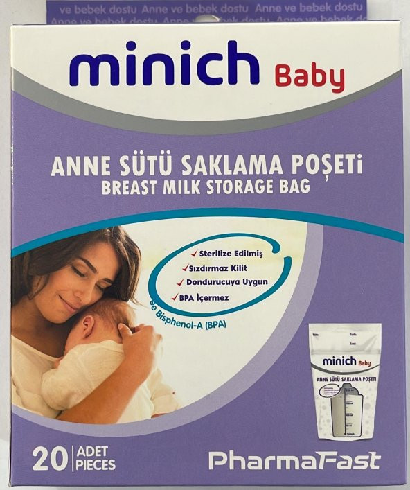 MİNİCH BABY SÜT SAKLAMA POŞETİ 20Lİ