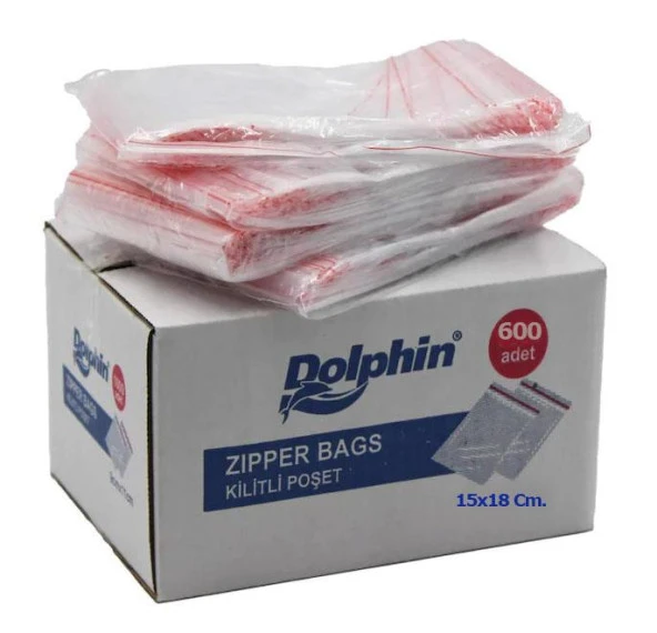 Dolphin Kilitli Şeffaf Buzdolabı Kilitli Saklama Poşeti Torba - 15x18 Cm. - 600 Adetlik 3 Kutu - 4