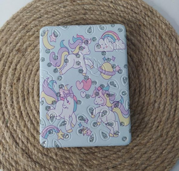 Ayna Unicorn Tek Boynuzlu At Desenli Cep Çanta Makyaj Aynası Büyüteç Desenli Dikdörtgen Ayna 13610 ürün görseli