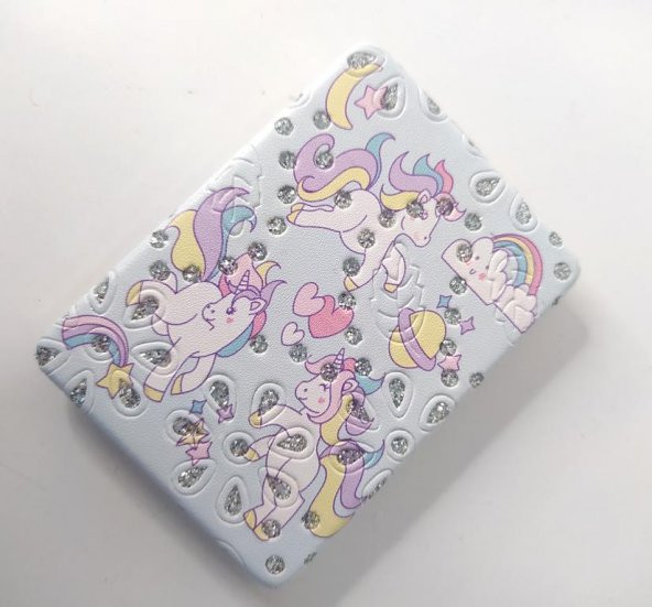 Ayna Unicorn Tek Boynuzlu At Desenli Cep Çanta Makyaj Aynası Büyüteç Desenli Dikdörtgen Ayna 13610 - Resim 2