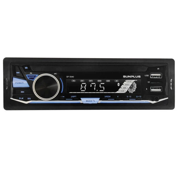 SUNPLUS OTO TEYP 4X55W BT/2XUSB/SD/FM/AUX 7 RENKLİ SP-5040