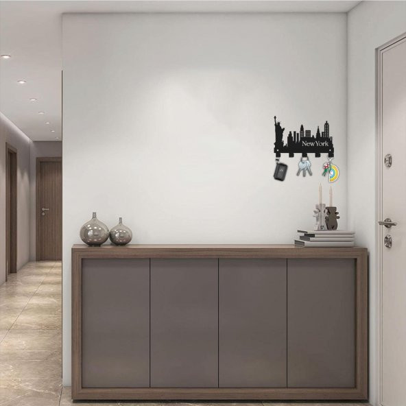 Newyork Temalı Metal Anahtarlık Askısı Siyah - 3