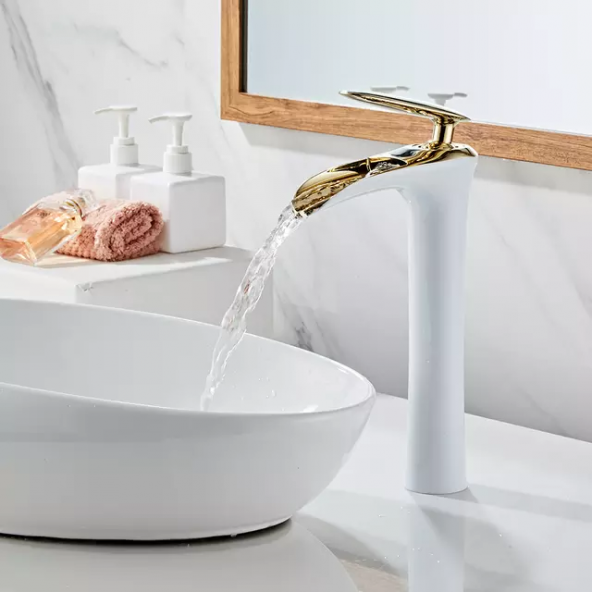 Beyaz Gold Çanak Yeni Şelale Lavabo Bataryası