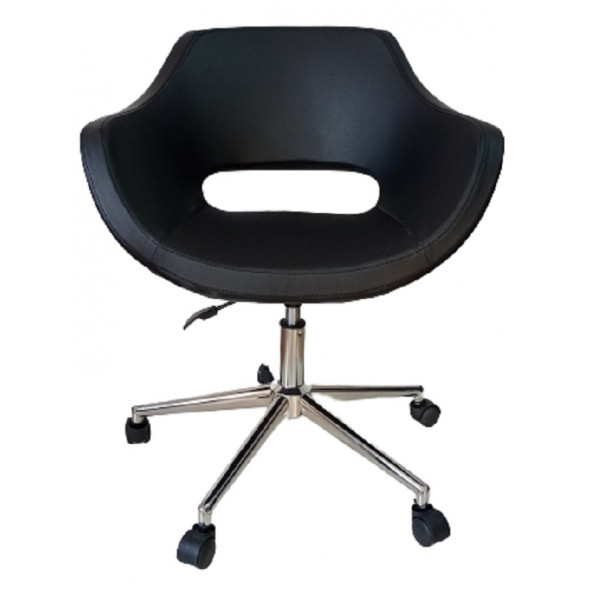 Büro Koltuğu çalışma Sandalyesi Siyah Renk Suni Deri Krom Yıldız Ayaklı - Resim 2
