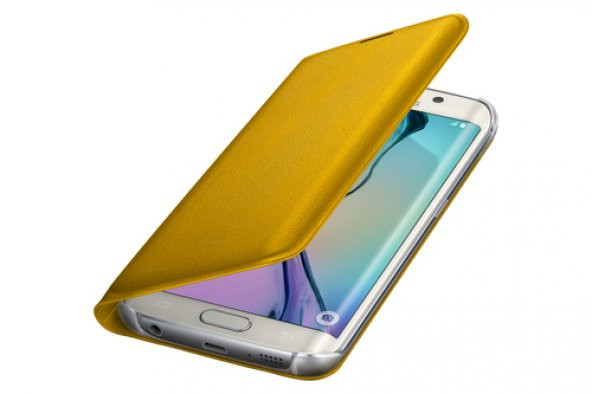 Samsung S6 Edge Kartlıklı Kılıf Deri Sarı EF-WG925PYEGWW - 4
