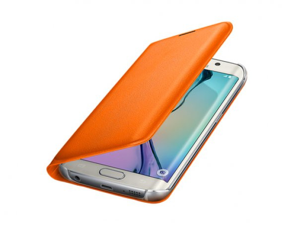Samsung S6 Edge Kartlıklı Kılıf Deri Turuncu EF-WG925POEGWW - 4