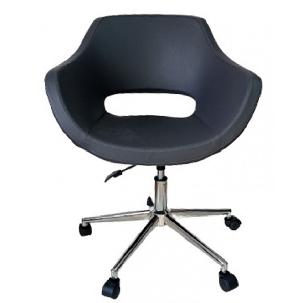 Büro Koltuğu çalışma Sandalyesi Antrasit Suni Deri Krom Yıldız Ayaklı - Resim 2