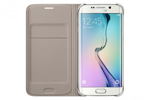 Samsung S6 Edge Kartlıklı Kılıf Tekstil Altın EF-WG925BFEGWW - 3