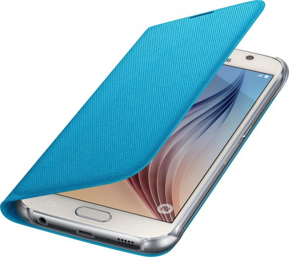 Samsung S6 Kartlıklı Kılıf Tekstil Mavi EF-WG920BLEGWW