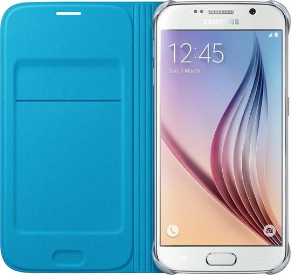 Samsung S6 Kartlıklı Kılıf Tekstil Mavi EF-WG920BLEGWW - 4