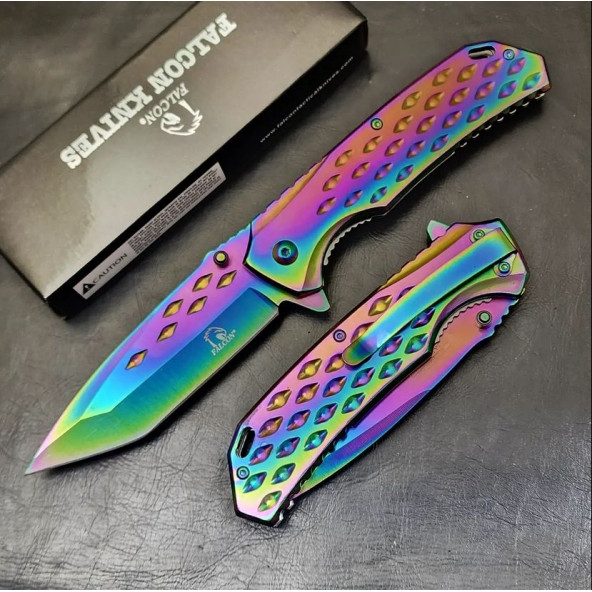 Falcon Knives Rainbow Çakı 21 Cm Gökkuşağı Yarı Otomatik Çakı