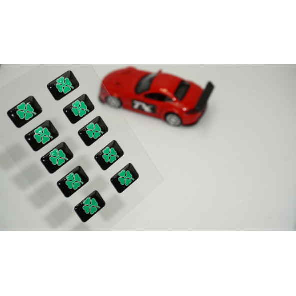 Alfa Romeo Yonca Logo 3D Cam Açma Torpido Konsol Ayna Çıkartma Seti