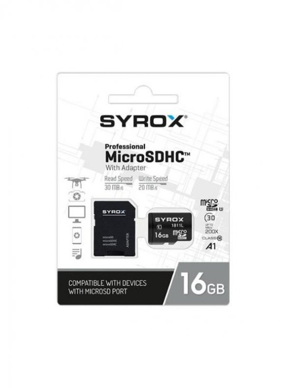 Syrox 16Gb + Adaptör Micro Sd Hafıza Kartı Flash Memory SDHC