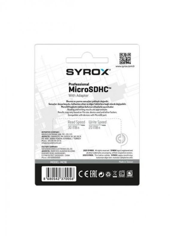 Syrox 16Gb + Adaptör Micro Sd Hafıza Kartı Flash Memory SDHC - 2
