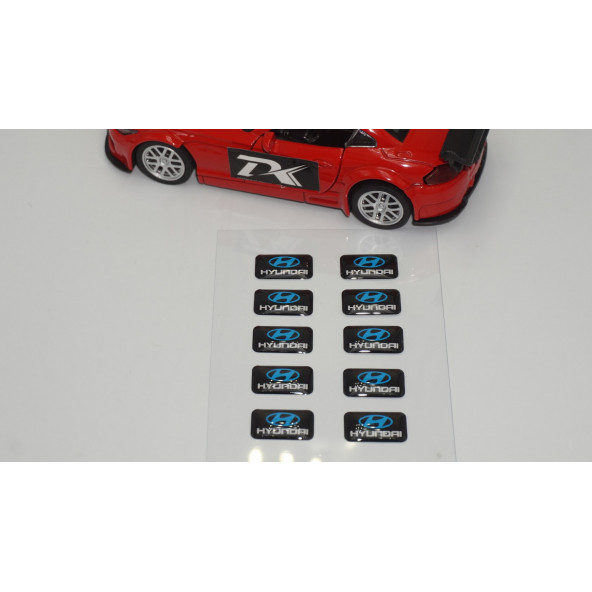 Hyundai Logo 3D Cam Açma Torpido Konsol Ayna Çıkartma Seti - Resim 2