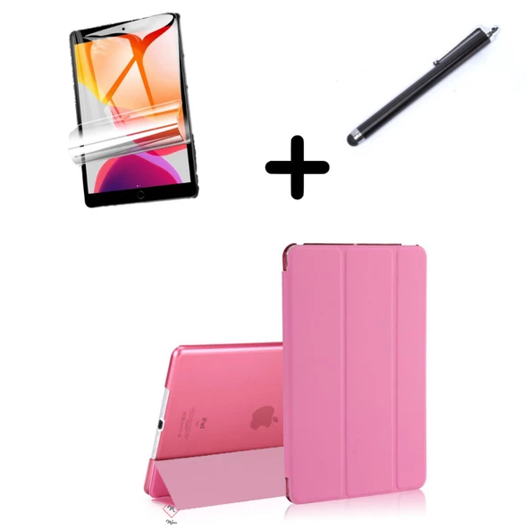 Apple iPad Pro 12.9 1. / 2. Nesil Kılıf Set PU Deri Smart Tablet Kilifi Ekran Koruyucu + Kalem - 11