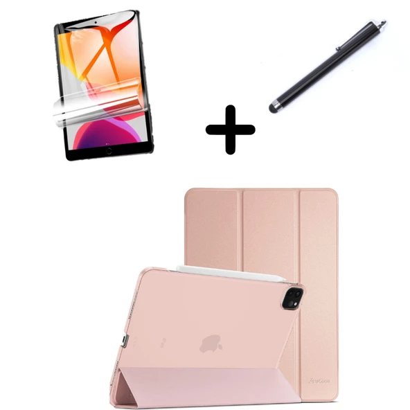 Apple iPad Pro 12.9 3. 4. 5. 6. Nesil Kılıf Set PU Deri Smart Tablet Kilifi Ekran Koruyucu + Kalem - 4
