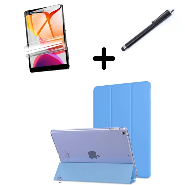 Apple iPad Pro 12.9 1. / 2. Nesil Kılıf Set PU Deri Smart Tablet Kilifi Ekran Koruyucu + Kalem - 4