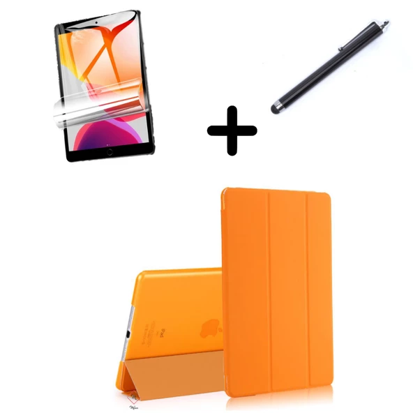 Apple iPad 7. 8. 9. Nesil 10.2 Kılıf Set PU Deri Smart Tablet Kilifi Ekran Koruyucu + Kalem - 9