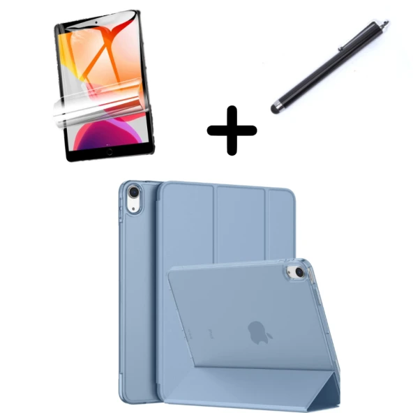 Apple iPad 7. 8. 9. Nesil 10.2 Kılıf Set PU Deri Smart Tablet Kilifi Ekran Koruyucu + Kalem