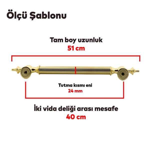 Çukurca Sürgülü Kapı Çekme Kolu Tutma Kulpu Kulbu Çelik Dış Kapı Tutamağı Kol Gol Altın 40 Cm - Resim 2