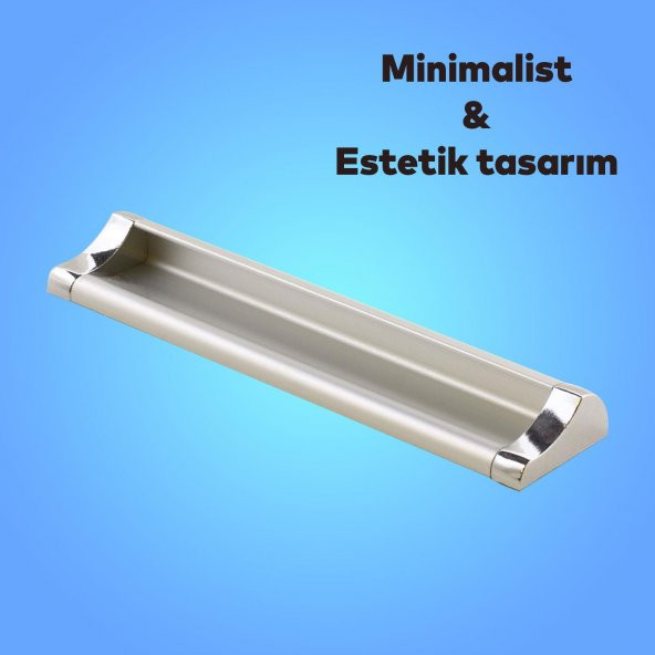 Mobilya Dolap Kapak Çekmece Kulpu Kulbu 192 mm Mat Krom Metal Kulp - Resim 2