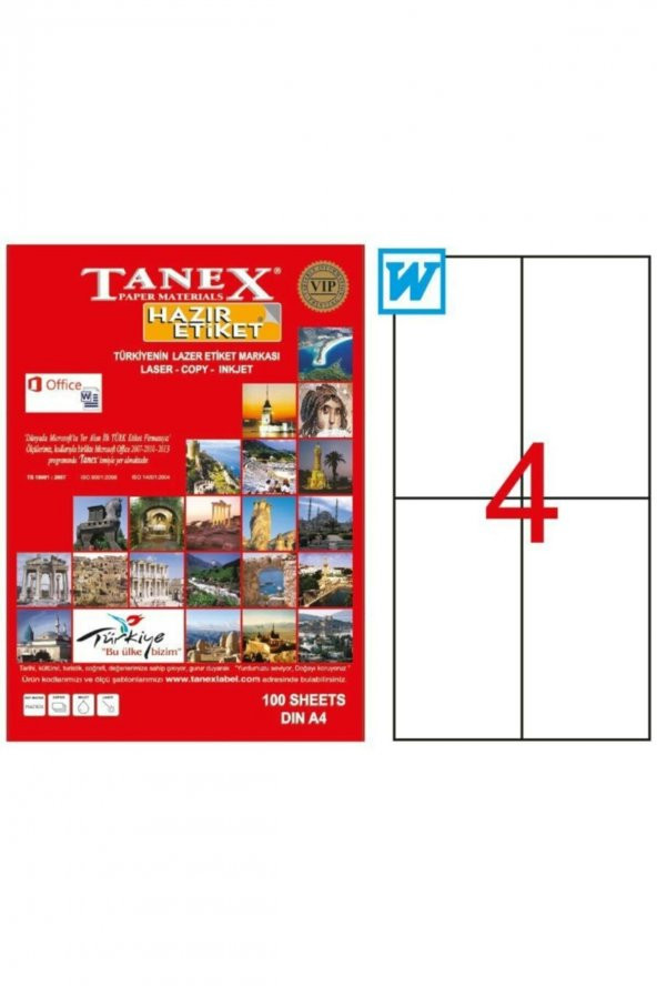 Tanex Tw-2204 Beyaz Sevkiyat ve Lojistik Etiketi 105 mm x 148.5 mm