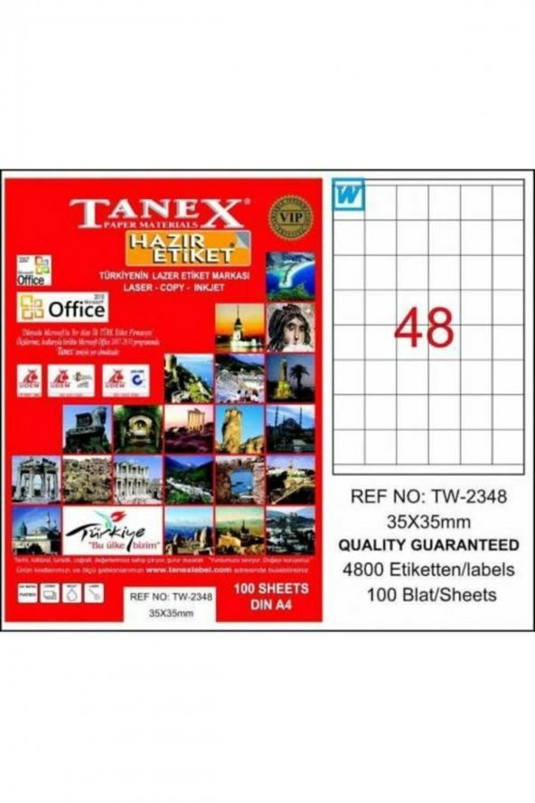 Tanex Tw-2348 Beyaz Etiket 35 mm x 35 mm