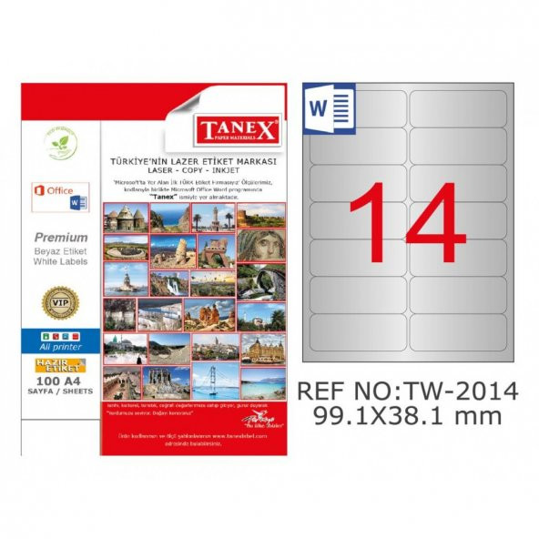 Tanex Tw-2014 Beyaz Etiket 99.1 mm x 38.1 mm