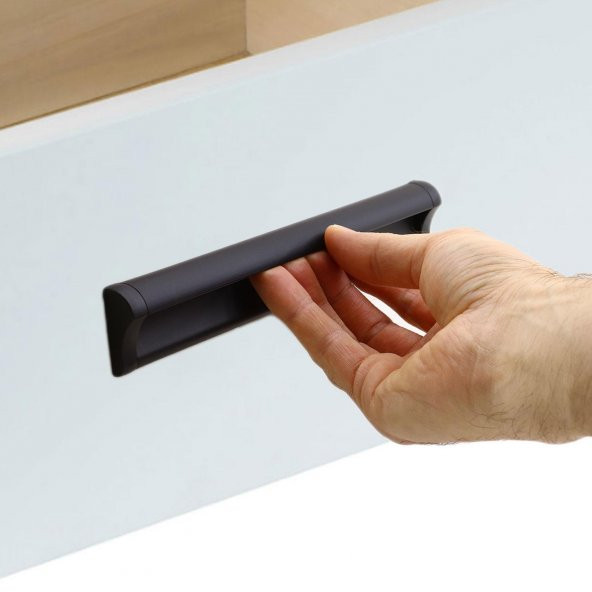 Mobilya Dolap Kapak Çekmece Kulpu Kulbu 192 mm Mat Siyah Metal Kulp - 3