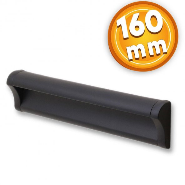 Mobilya Dolap Kapak Çekmece Kulpu Kulbu 160 mm Mat Siyah Metal Kulp