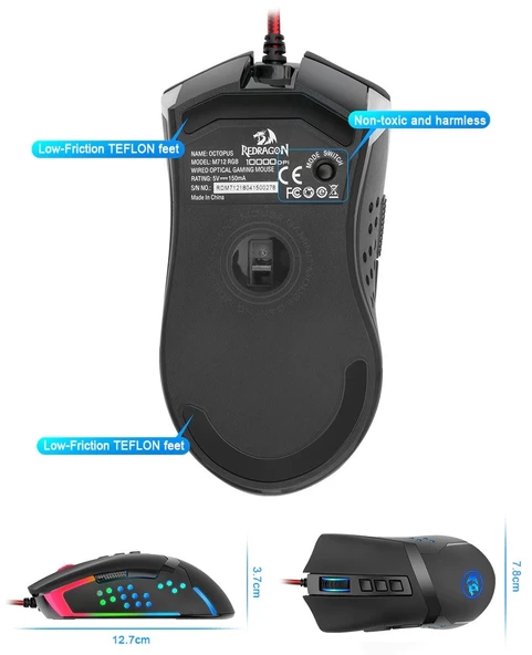 Redragon Octopus M712 Gamer RGB li Optik Oyuncu Mouse - 5