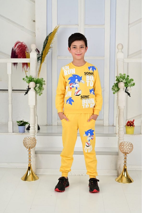 Life For Moda Erkek Çocuk Sonic Baskılı Pamuk Eşofman Takımı - 2