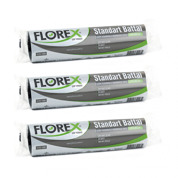 Florex Standart Battal Boy Çöp Torbası 72x95 Cm 10lu Rulo Siyah 3 Rulo (30 Adet) - 2