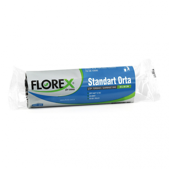 Florex Standart Orta Boy Çöp Torbası 55x60 Cm 20li Rulo Siyah 3 Rulo (60 Adet) - 3