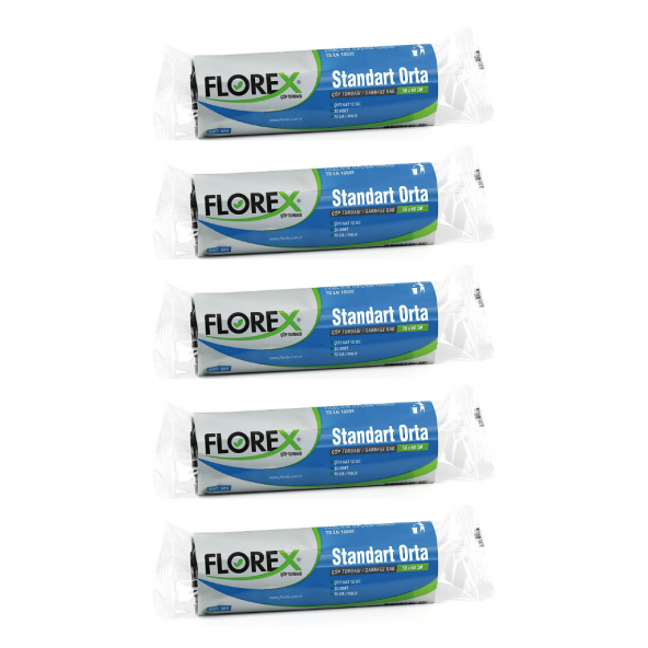 Florex Standart Orta Boy Çöp Torbası 55x60 Cm 20li Rulo Siyah 5 Rulo (100 Adet) - 2