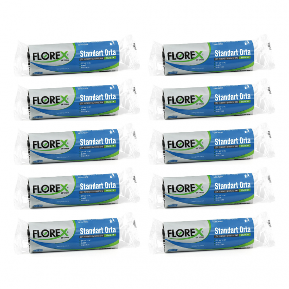 Florex Standart Orta Boy Çöp Torbası 55x60 Cm 20li Rulo Siyah 10 Rulo (200 Adet) - 2