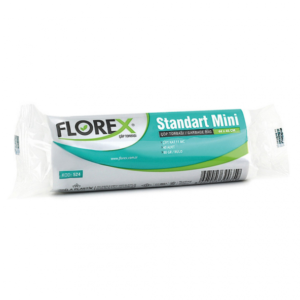 Florex Standart Mini Boy Çöp Torbası 44x45 Cm 40lı Rulo Beyaz