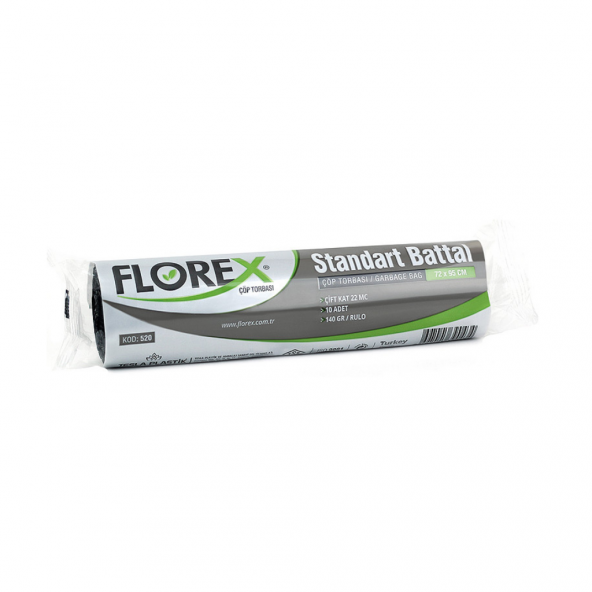 Florex Standart Battal Boy Çöp Torbası 72x95 Cm 10lu Rulo Siyah