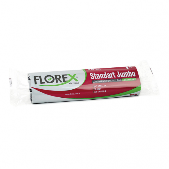 Florex Standart Jumbo Boy Çöp Torbası 80x110 Cm 10lu Rulo Siyah