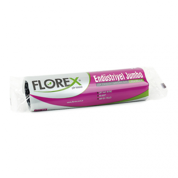 Florex Endüstriyel Jumbo Boy Çöp Torbası 80x110 Cm 10lu Rulo Siyah - 1