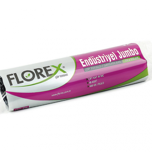 Florex Endüstriyel Jumbo Boy Çöp Torbası 80x110 Cm 10lu Rulo Siyah - 2