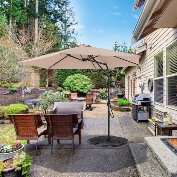 3 Metre Dev Bahçe Şemsiyesi Katlanır Muz Ampul Banana Şemsiye Profesyonel Otomatik Şemsiye