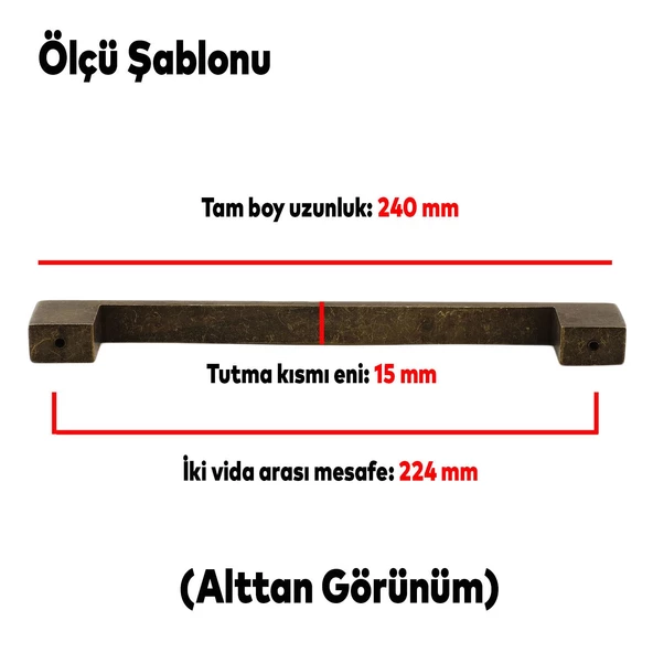 224 mm Eskitme Antik Sarı Metal Mobilya Mutfak Çekmece Dolap Dolabı Kapak Kulpu Kulbu Kulpları - 3
